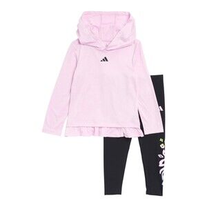 Adidas Girls Ruffle Hoodie & GFX Tights Set (Little Kid) Summer School SZ 4T:NWT